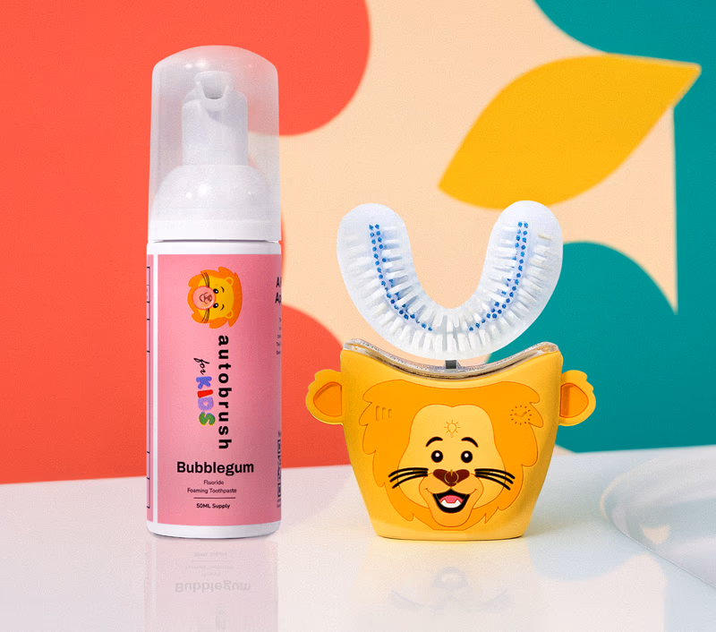 autobrush kids lion toothbrush and toothpaste