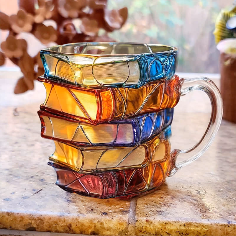 bookhaven mug stacked books design