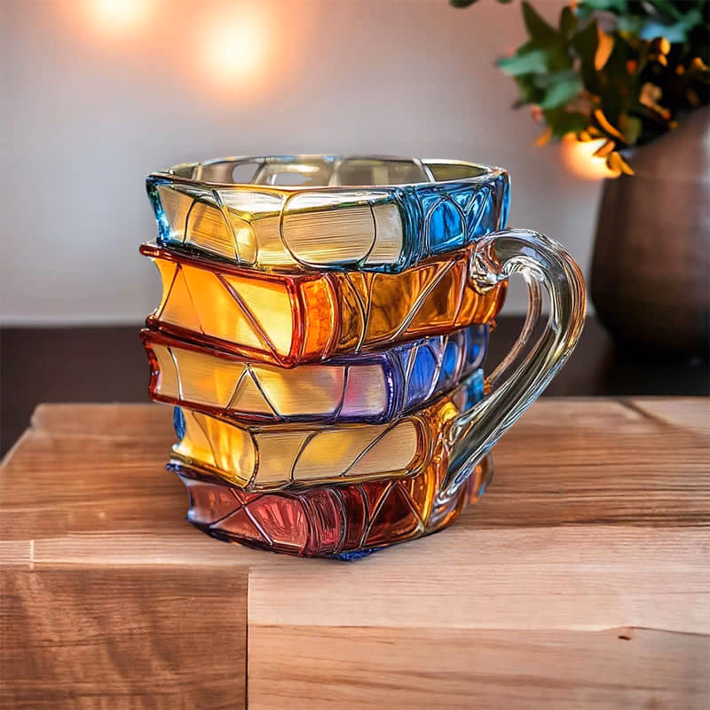 bookhaven mug stacked books design