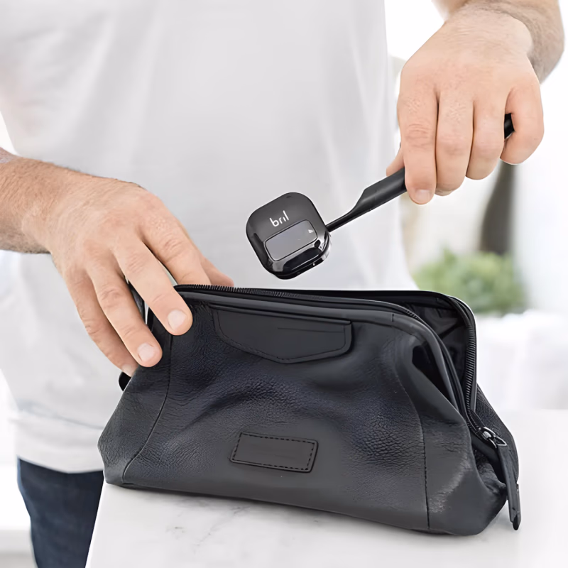 bril toothbrush case being packed