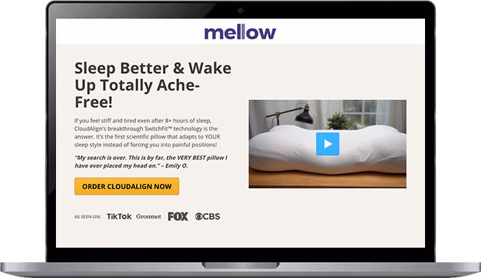 cloudalign pillow on laptop screen