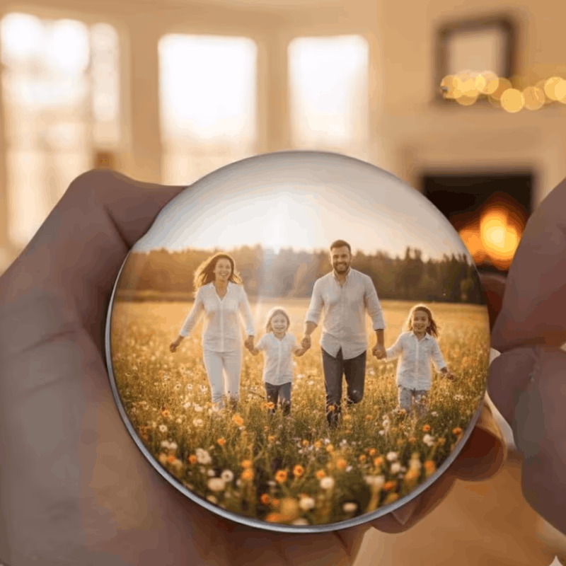 family in a field held in a memory orb
