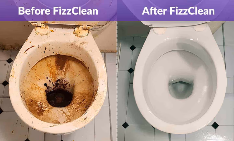 fizzclean before and after toilet cleaning
