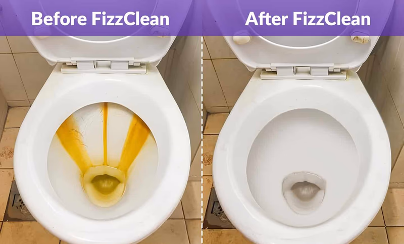 fizzclean before and after toilet cleaning