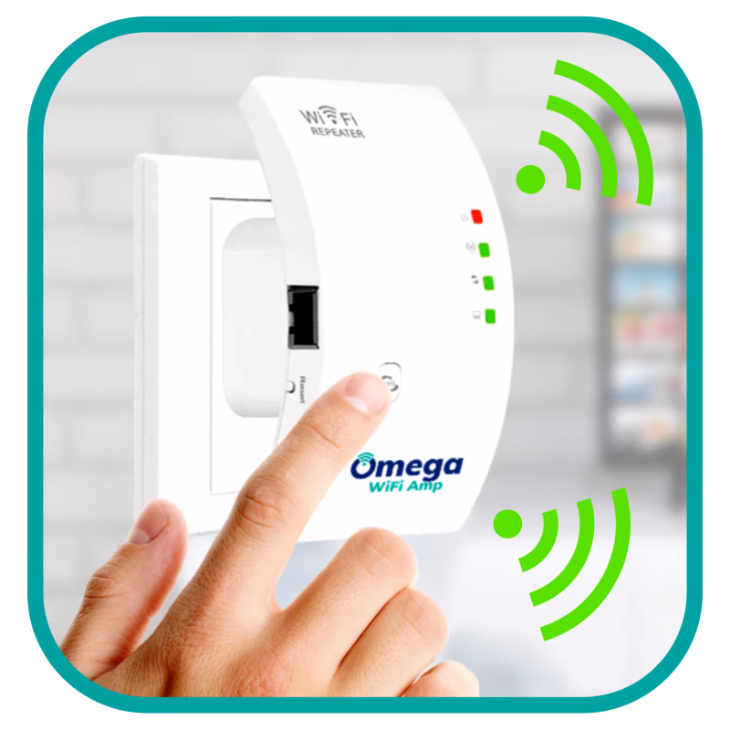 hand pressing button on omega wifi amp