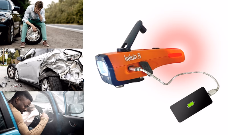 kelvin 8 emergency tool charging a phone