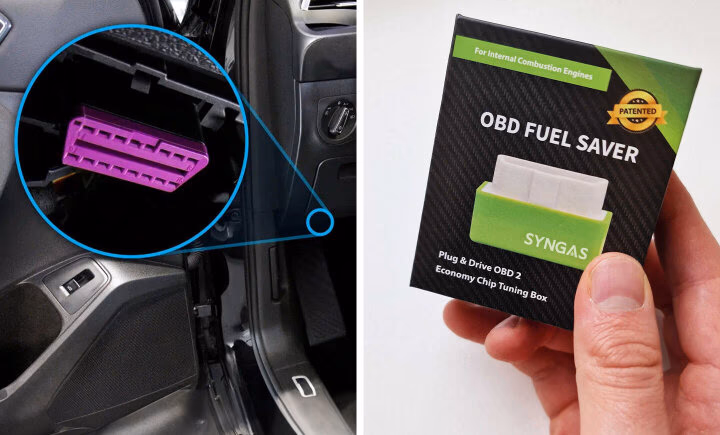 obd fuel saver device and its connection port in car