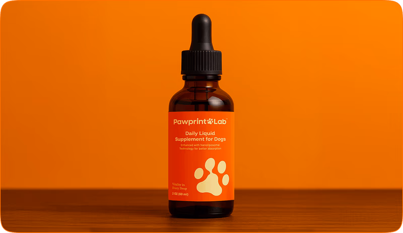 pawprint lab daily liquid supplement bottle