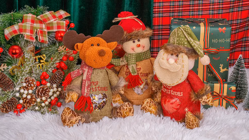 santa stuffers reindeer snowman and santa