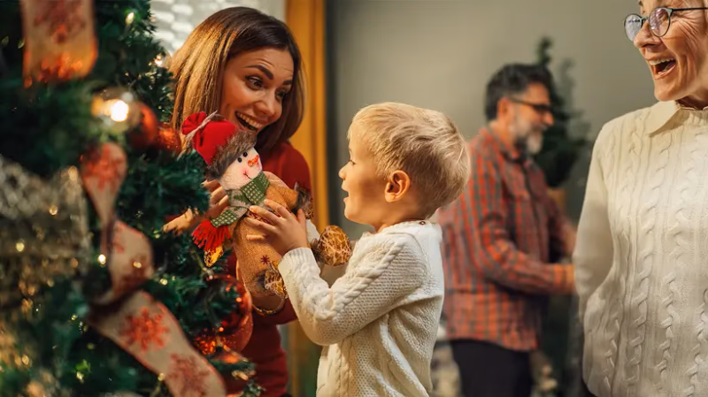 santa stuffers snowman bag with family