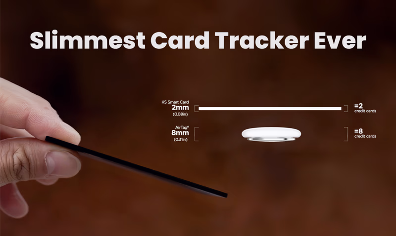smartcard tracker compared to airtag thickness