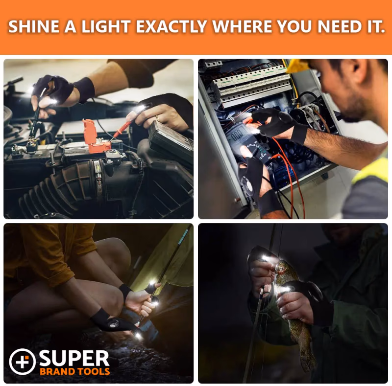 supergloves led flashlight gloves in use