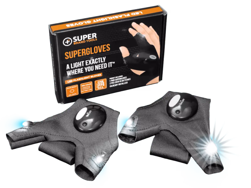 supergloves led flashlight gloves with box