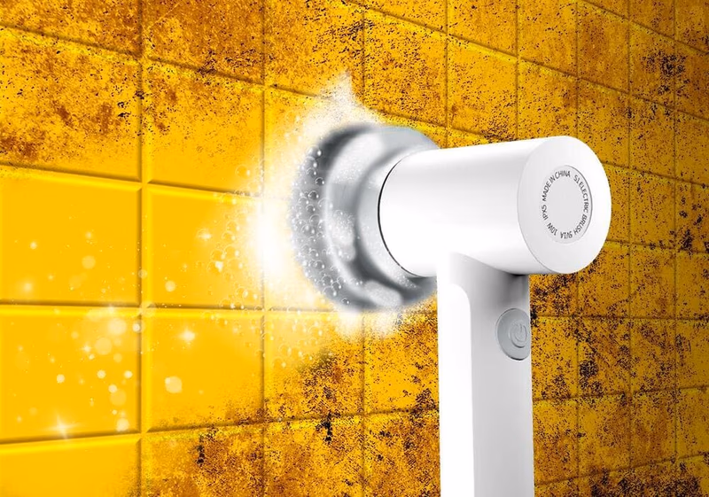 synoshi electric scrubber cleaning bathroom tiles and grout