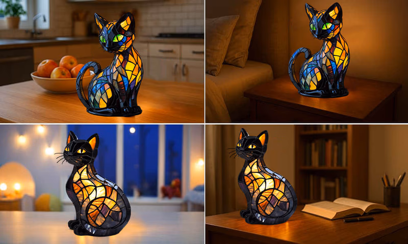 vueeze glowkitty lamp on a table