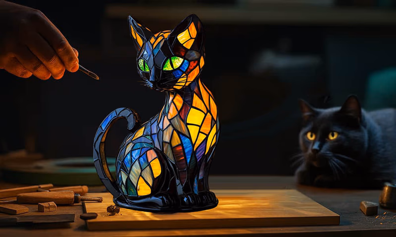 vueeze glowkitty lamp with artist tools