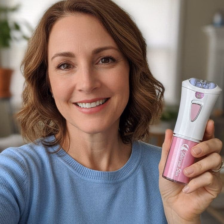 woman holding glabrous skin device