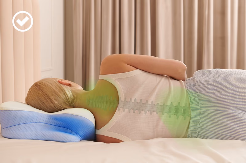 woman sleeping comfortably on derila ergo pillow with spine
