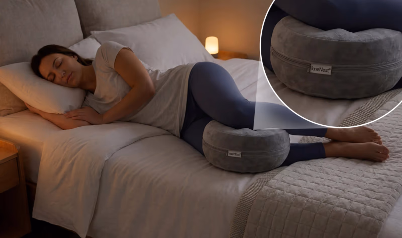 woman sleeping with knenest knee pillow