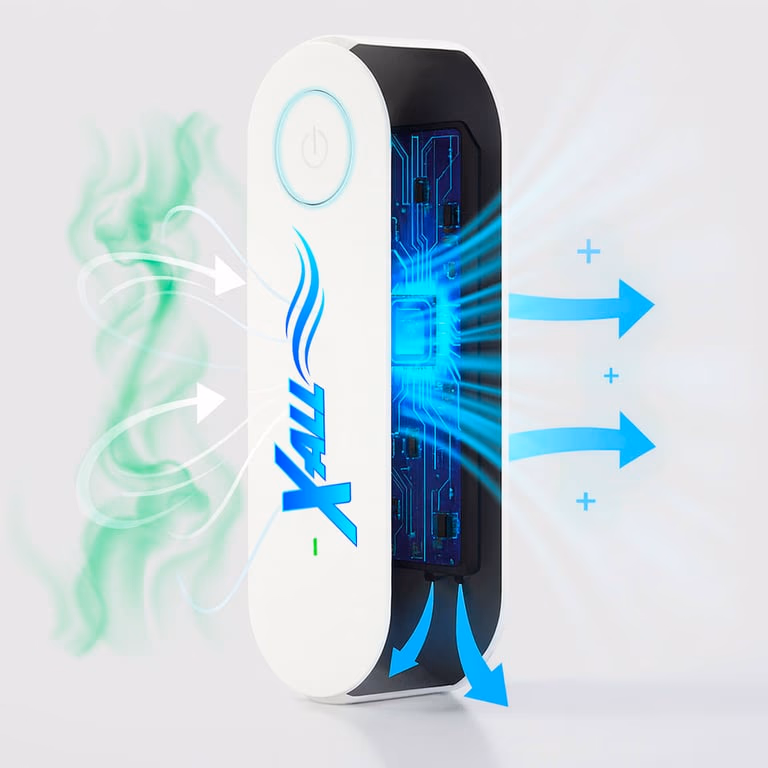 x all air ionizer with blue light and airflow